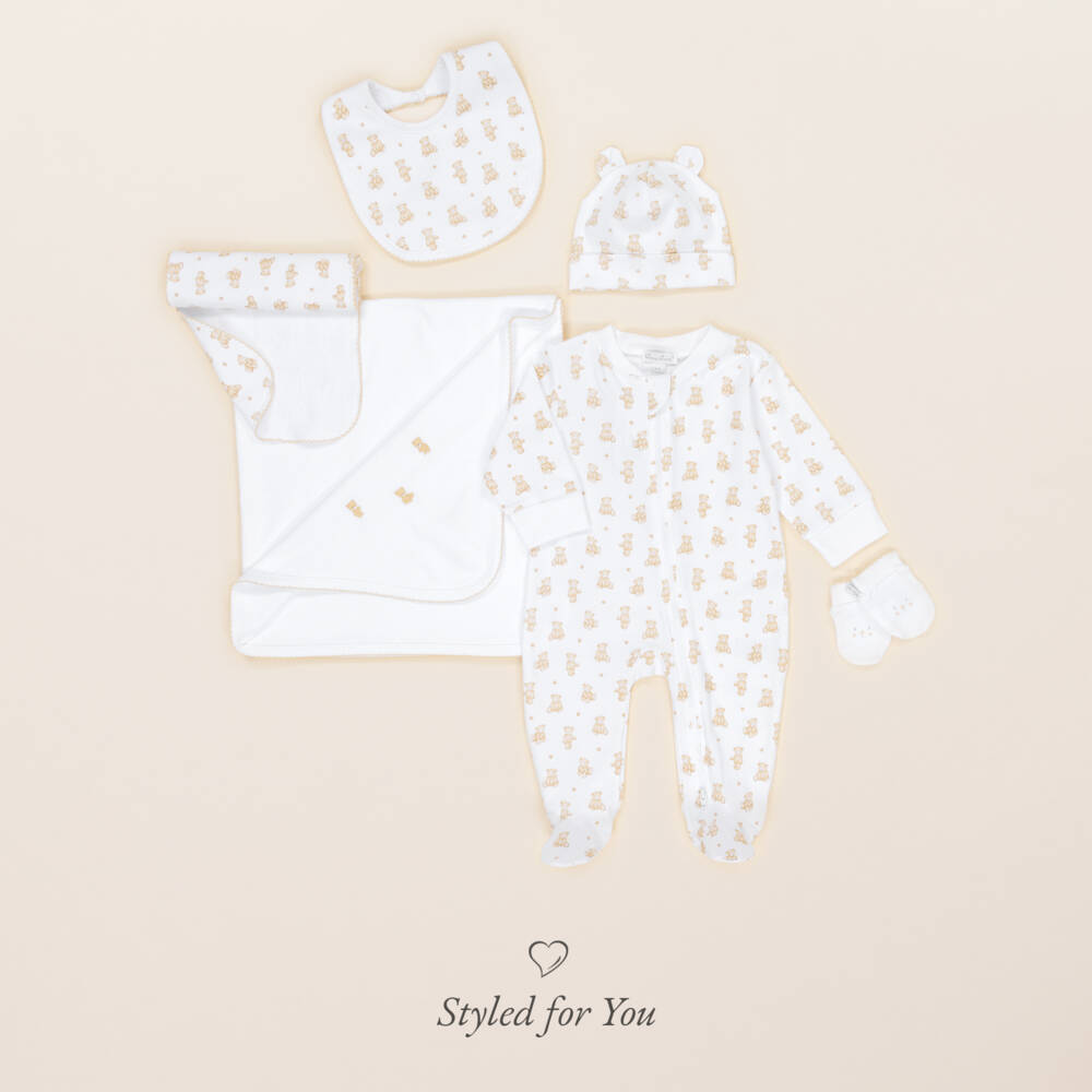 Kissy Kissy-Charming White Bear Burp Cloth | Childrensalon Outlet