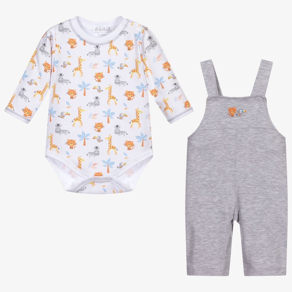 Kissy Kissy-طقم دانغريز قطن جيرسي لون رمادي للمواليد | Childrensalon Outlet
