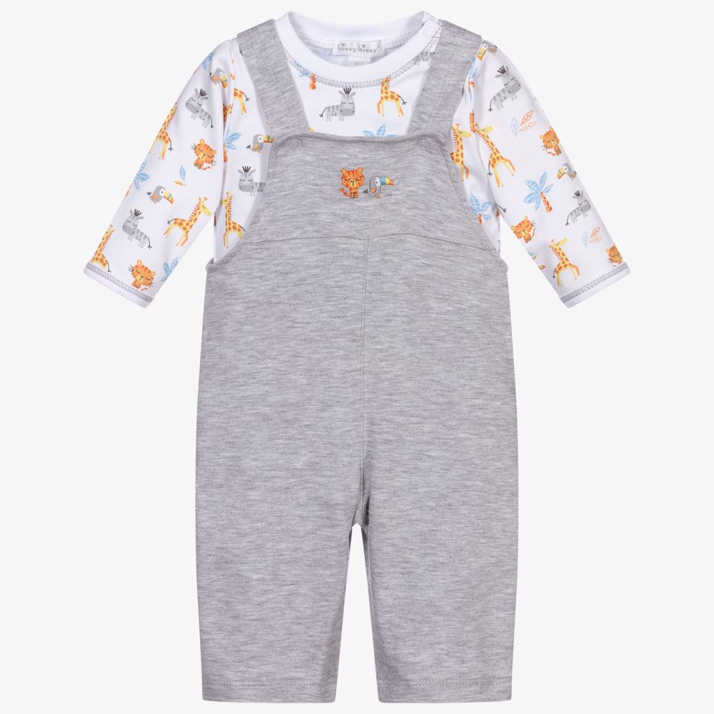 Kissy Kissy-Cotton Jungle Dungaree Set | Childrensalon Outlet