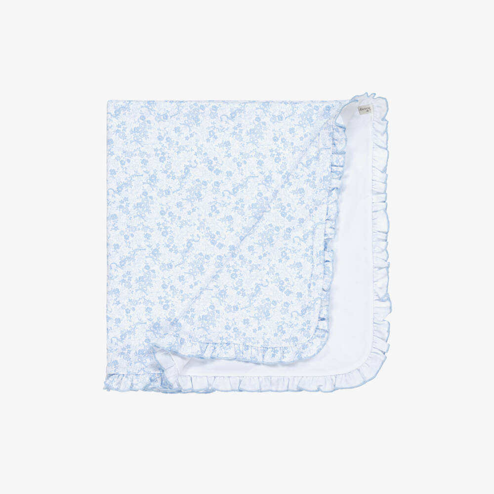 Kissy Kissy-Girls Blue Floral Cotton Blanket | Childrensalon Outlet