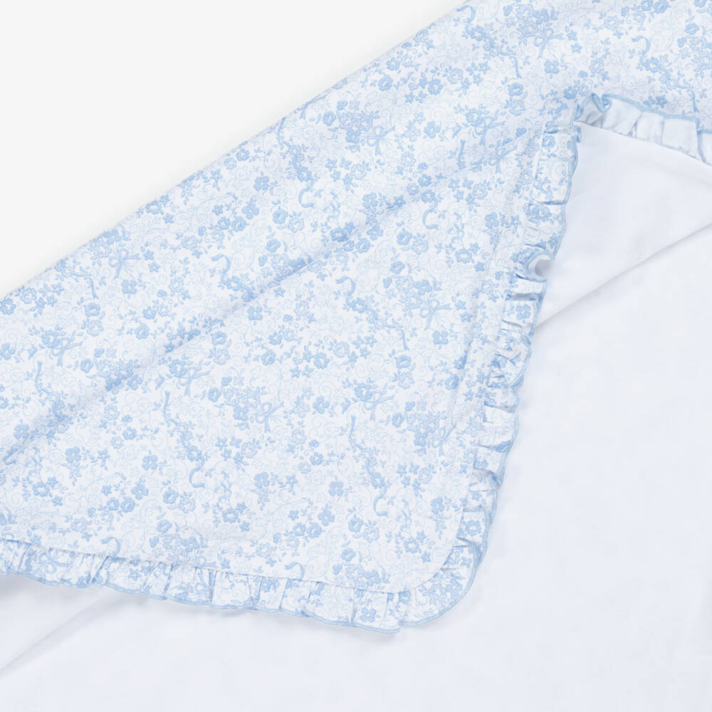 Kissy Kissy-Girls Blue Floral Cotton Blanket | Childrensalon Outlet