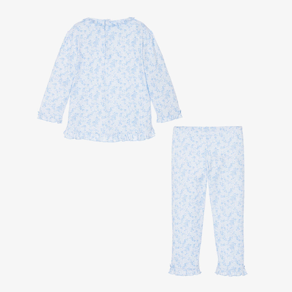 Kissy Kissy-Girls Blue Floral Cotton Pyjamas | Childrensalon Outlet