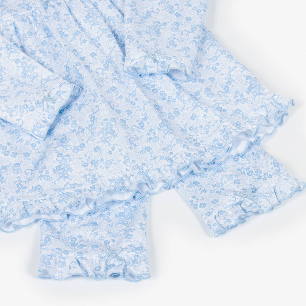 Kissy Kissy-Girls Blue Floral Cotton Pyjamas | Childrensalon Outlet