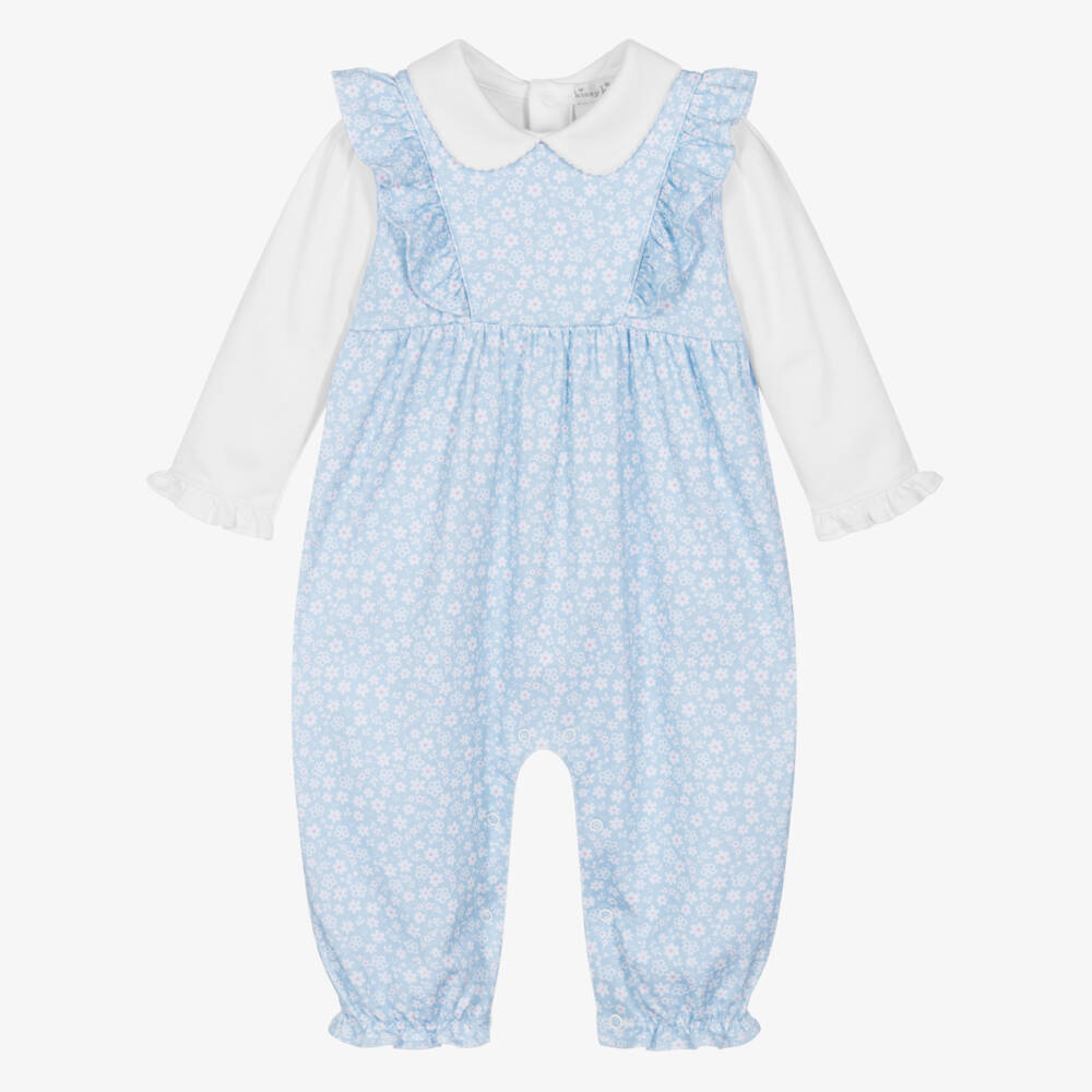Kissy Kissy-Girls Blue Floral Dungaree Ensemble | Childrensalon Outlet