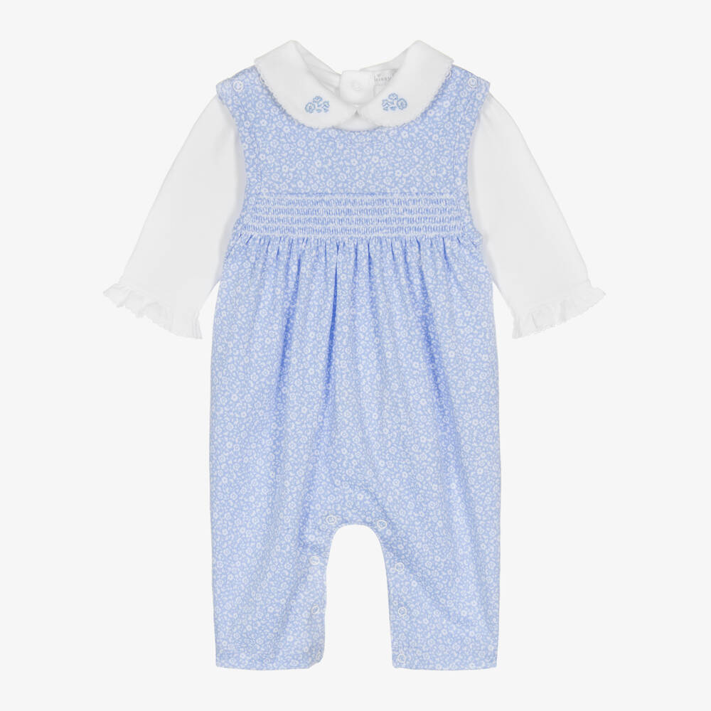 Kissy Kissy-Girls Blue Floral Dungaree Set | Childrensalon Outlet