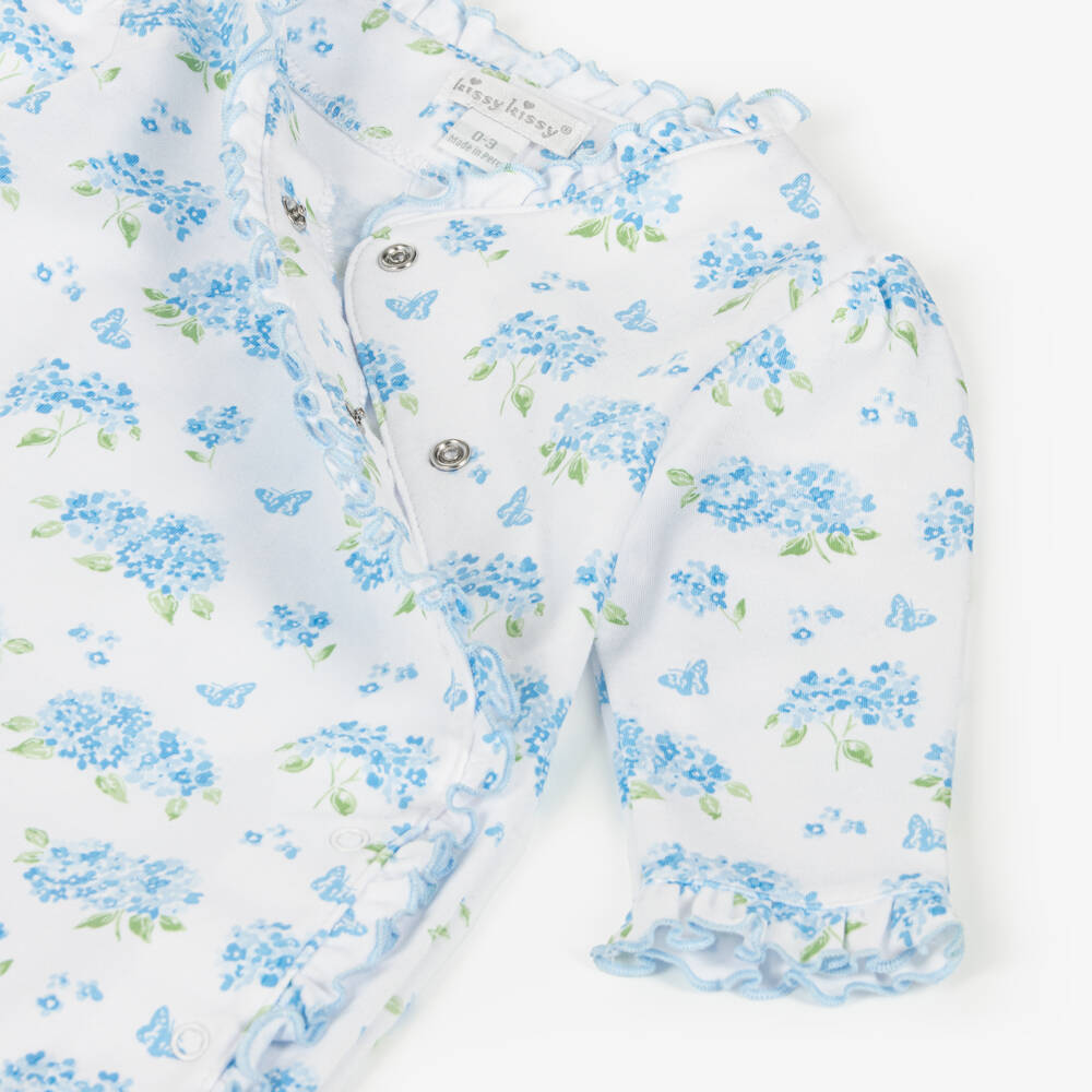 Kissy Kissy-Girls Blue Floral Pima Babygrow | Childrensalon Outlet