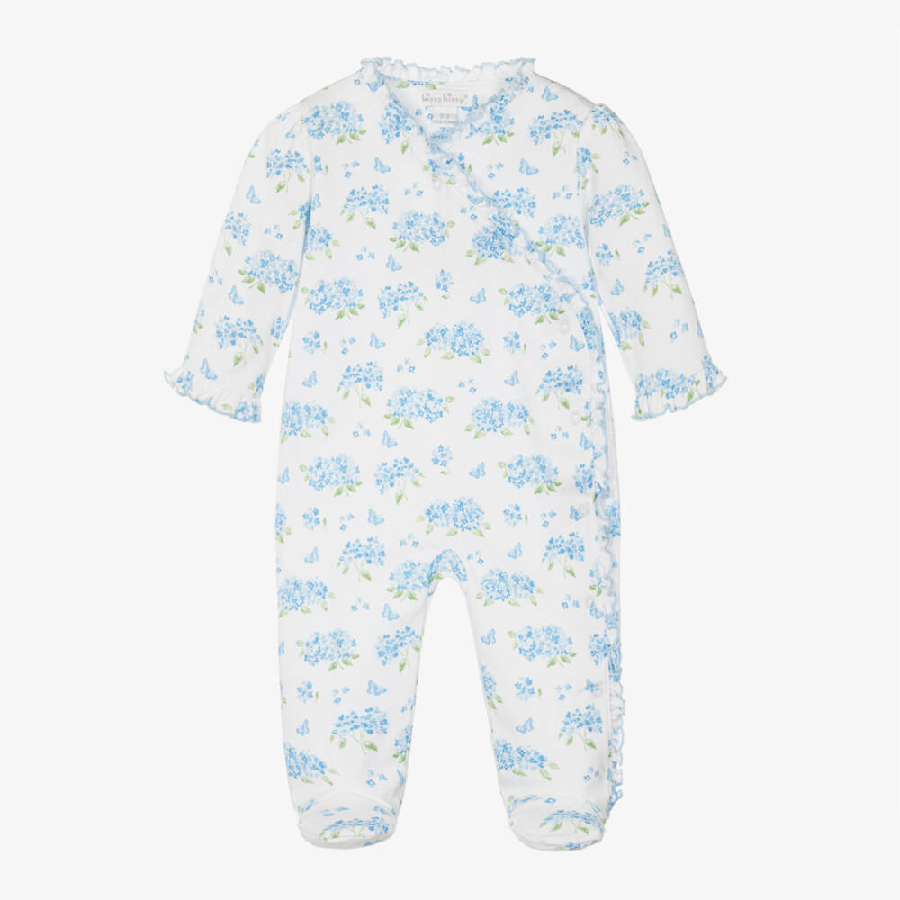 Kissy Kissy-Girls Blue Floral Pima Babygrow | Childrensalon Outlet