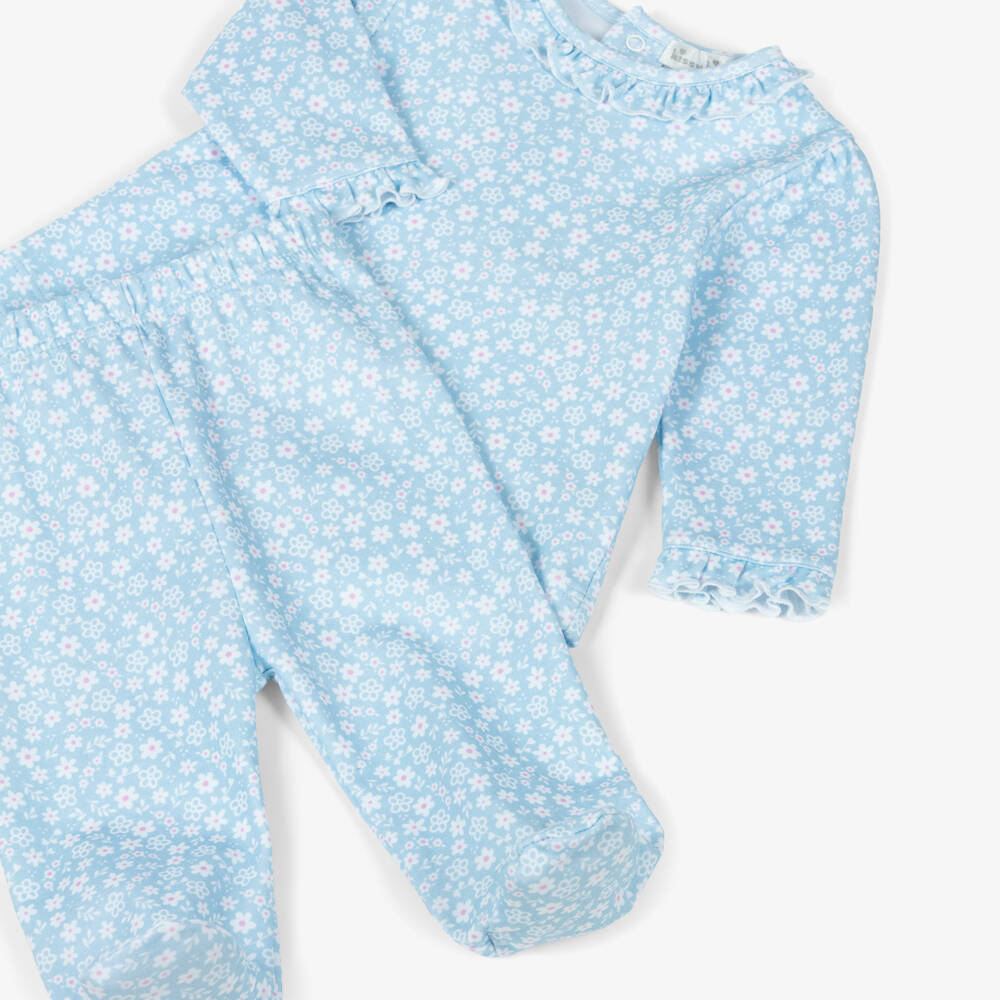 Kissy Kissy-بيجامة أطفال ناعمة زرقاء بنقشة زهور للبنات | Childrensalon Outlet