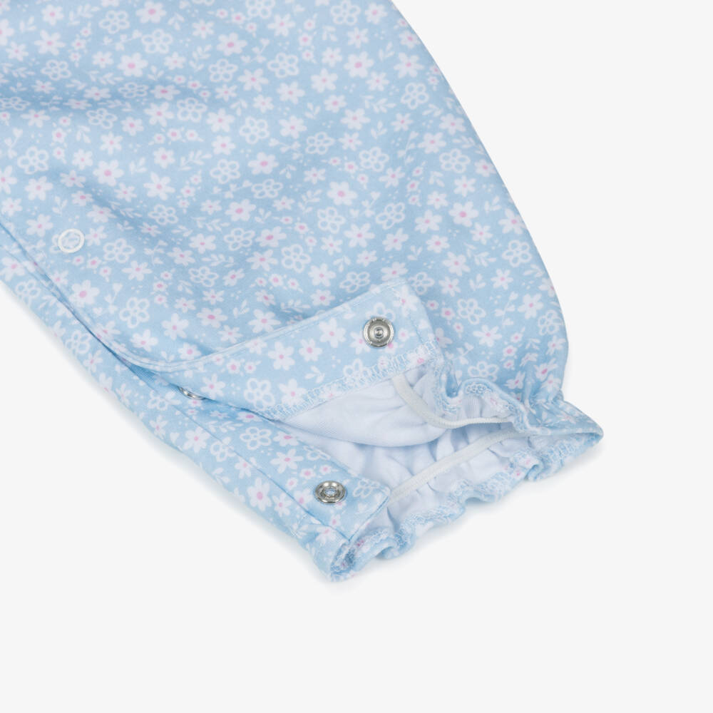 Kissy Kissy-Girls Blue Floral Pima Dungaree Set | Childrensalon Outlet
