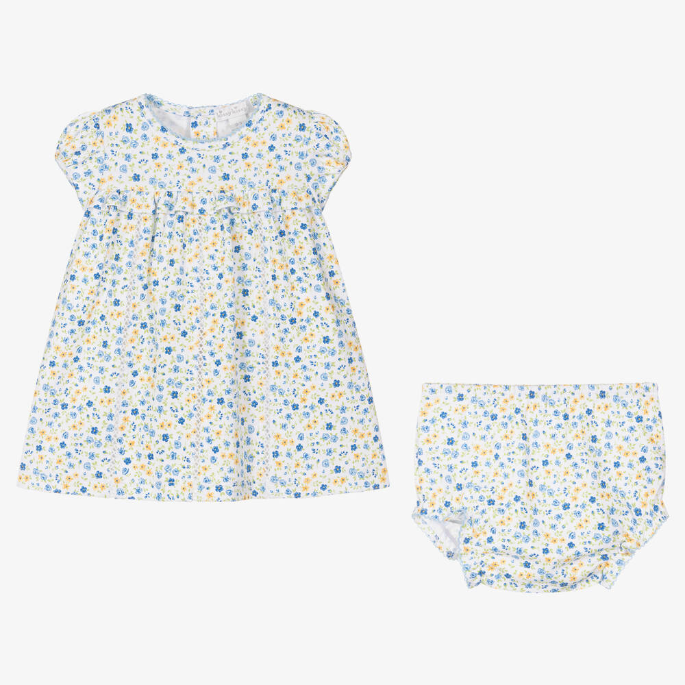 Kissy Kissy-Girls Blue Pima Cotton Floral Fantasy Dress | Childrensalon Outlet