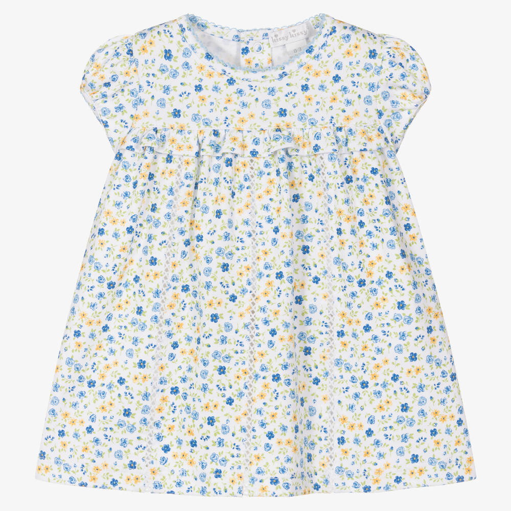 Kissy Kissy - Голубое платье из хлопка пима в цветочек | Childrensalon