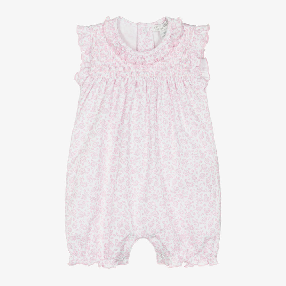 Kissy Kissy-Girls Blush Floral Cotton Romper | Childrensalon Outlet