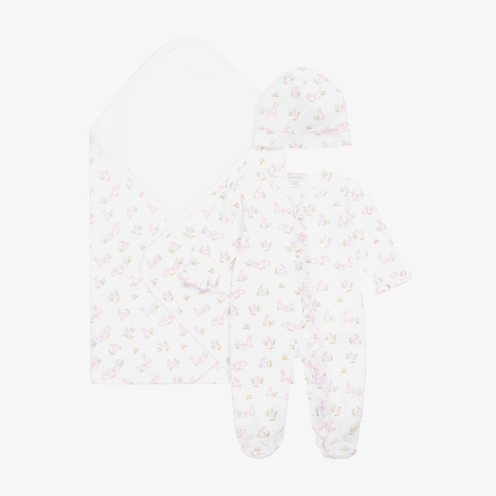 Kissy Kissy-Girls Bunny-Embellished White Cotton Set | Childrensalon Outlet