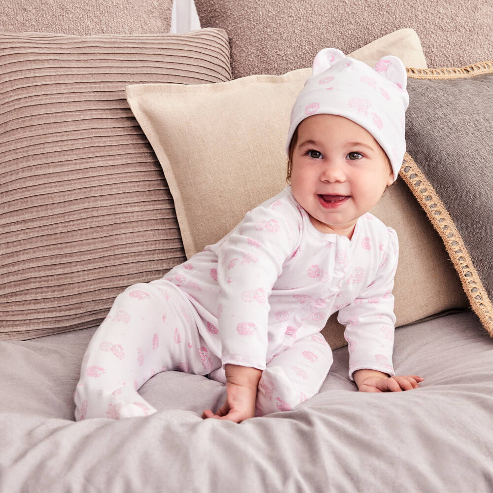 Kissy Kissy-Girls Cotton Onesie with Pink Sheep | Childrensalon Outlet