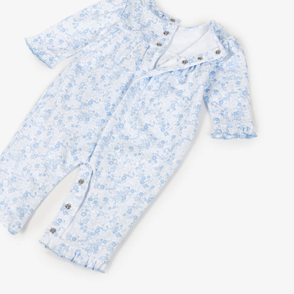 Kissy Kissy-Girls Floral Blue Pima Babygrow | Childrensalon Outlet