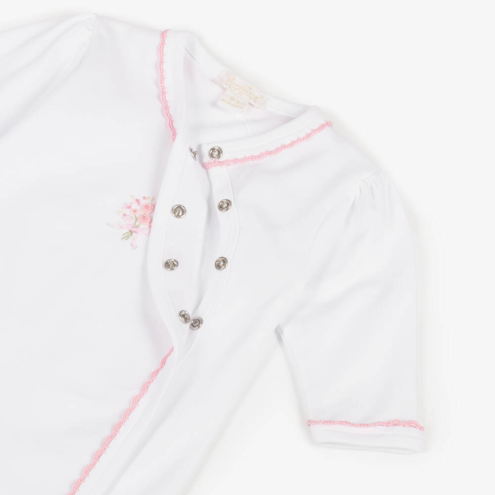 Kissy Kissy-Girls Floral Embroidered White Babygrow | Childrensalon Outlet