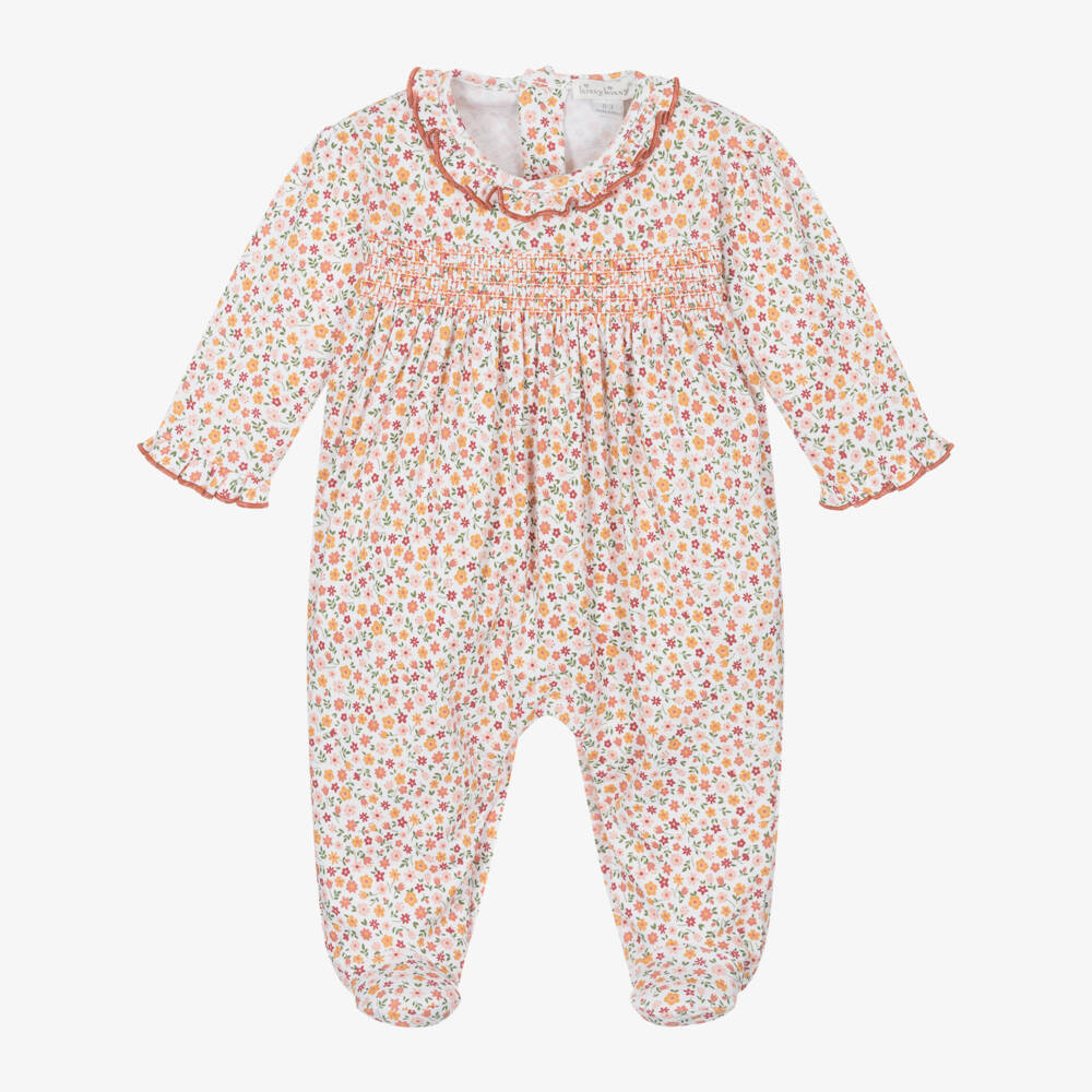 Kissy Kissy-Girls Ivory Floral Cotton Babygrow | Childrensalon Outlet