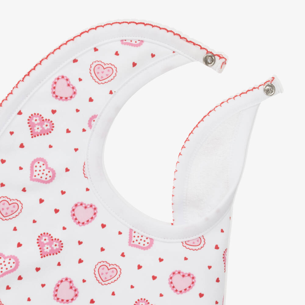 Kissy Kissy-Girls Ivory Pima Cotton Heart Bib | Childrensalon Outlet