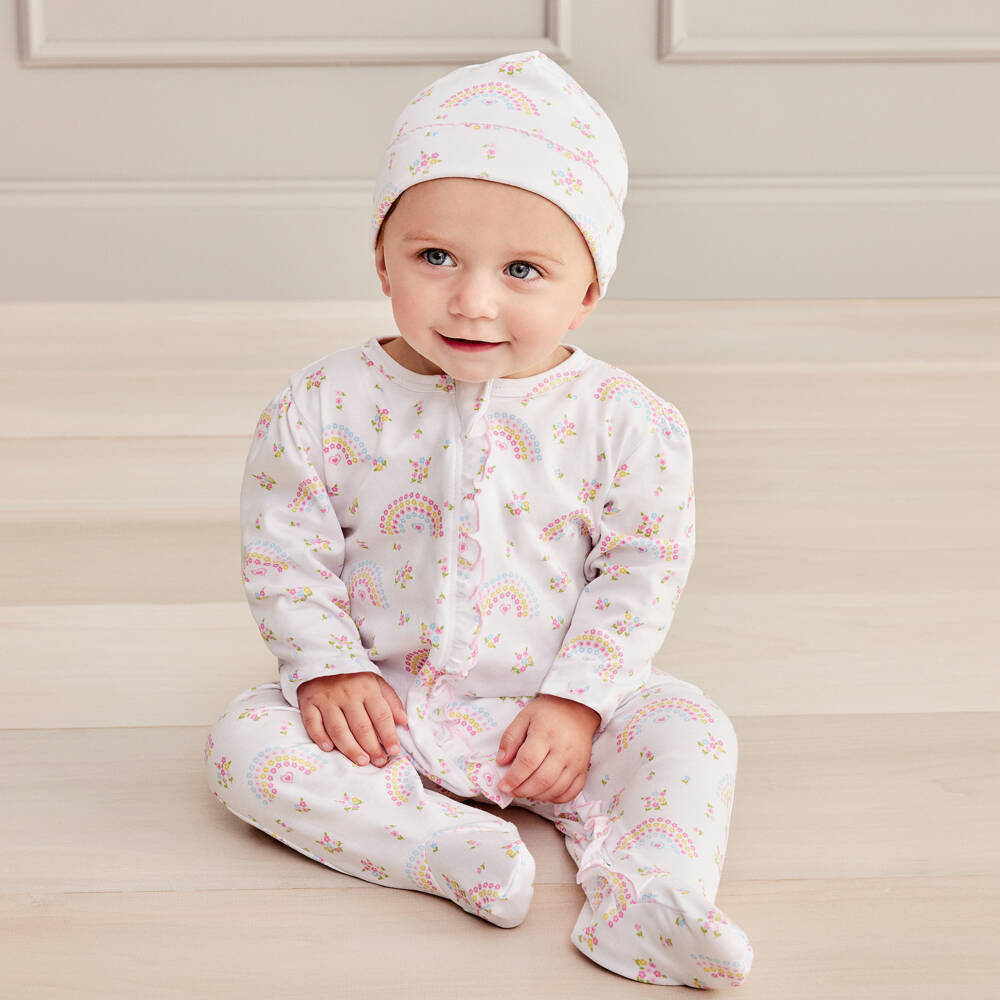 Kissy Kissy-Girls Ivory Pima Cotton Rainbow Delight Sleeper | Childrensalon Outlet