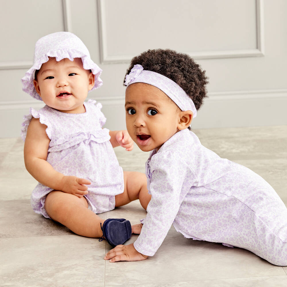 Kissy Kissy-Girls Lilac Blooms Pima Babygrow | Childrensalon Outlet