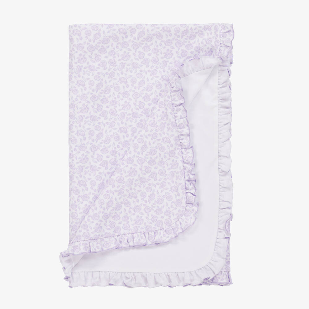 Kissy Kissy-Girls Lilac Floral Cotton Blanket | Childrensalon Outlet