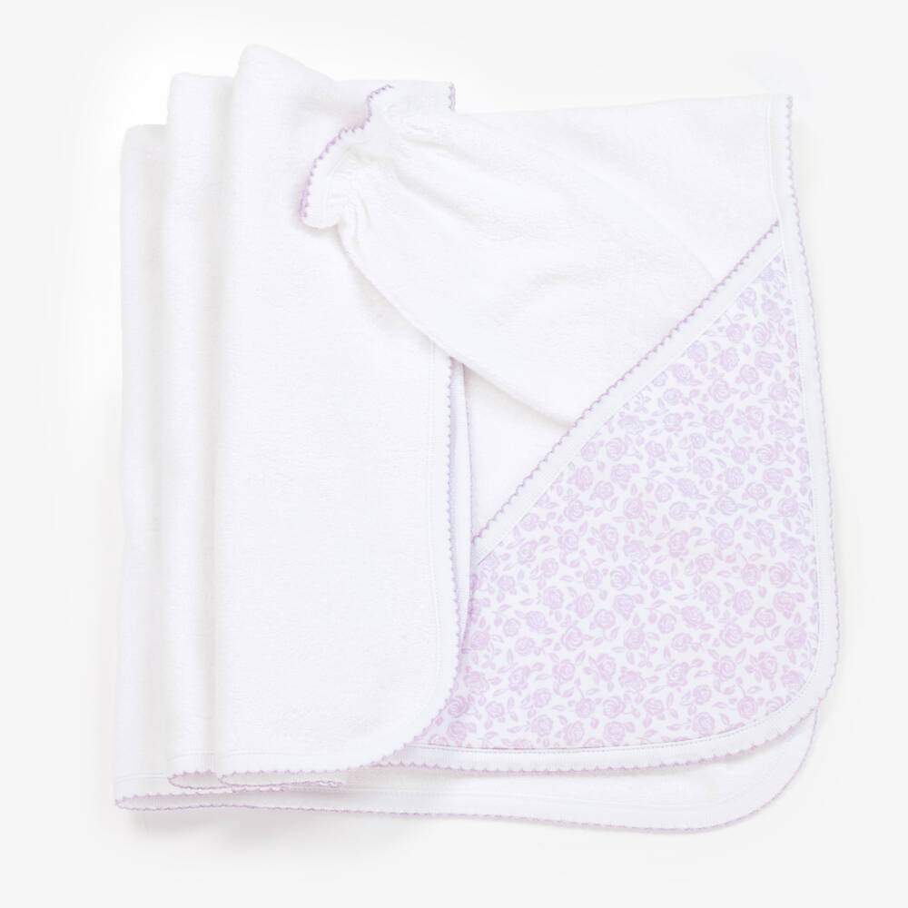 Kissy Kissy-Girls Lilac Floral Hooded Bath Set | Childrensalon Outlet