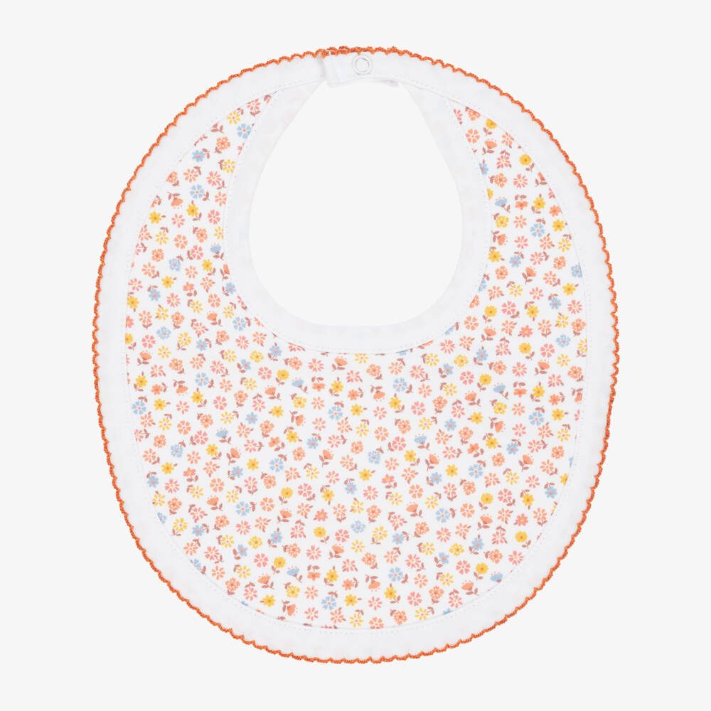 Kissy Kissy-Girls Orange Floral Cotton Bib | Childrensalon Outlet