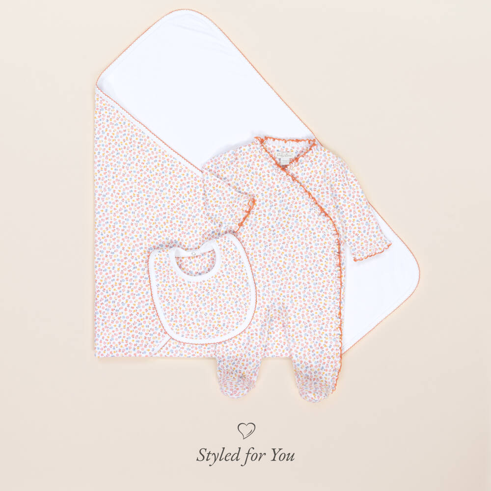 Kissy Kissy-Girls Orange Floral Cotton Bib | Childrensalon Outlet