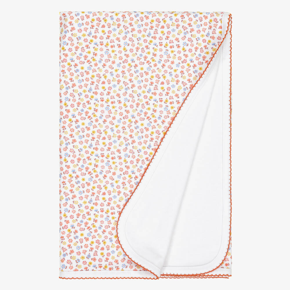 Kissy Kissy-Girls Orange Floral Cotton Blanket | Childrensalon Outlet