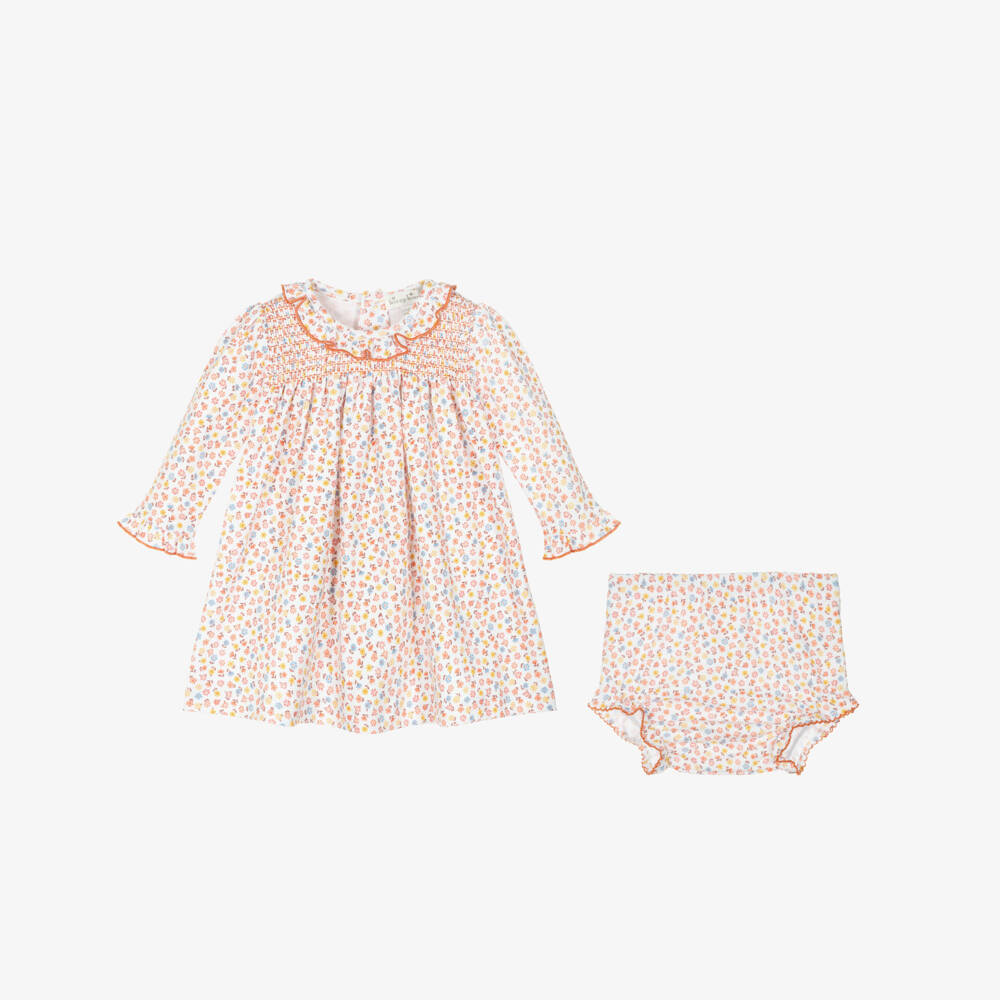 Kissy Kissy-فستان قطني أبيض مزين بالورود للبنات | Childrensalon Outlet