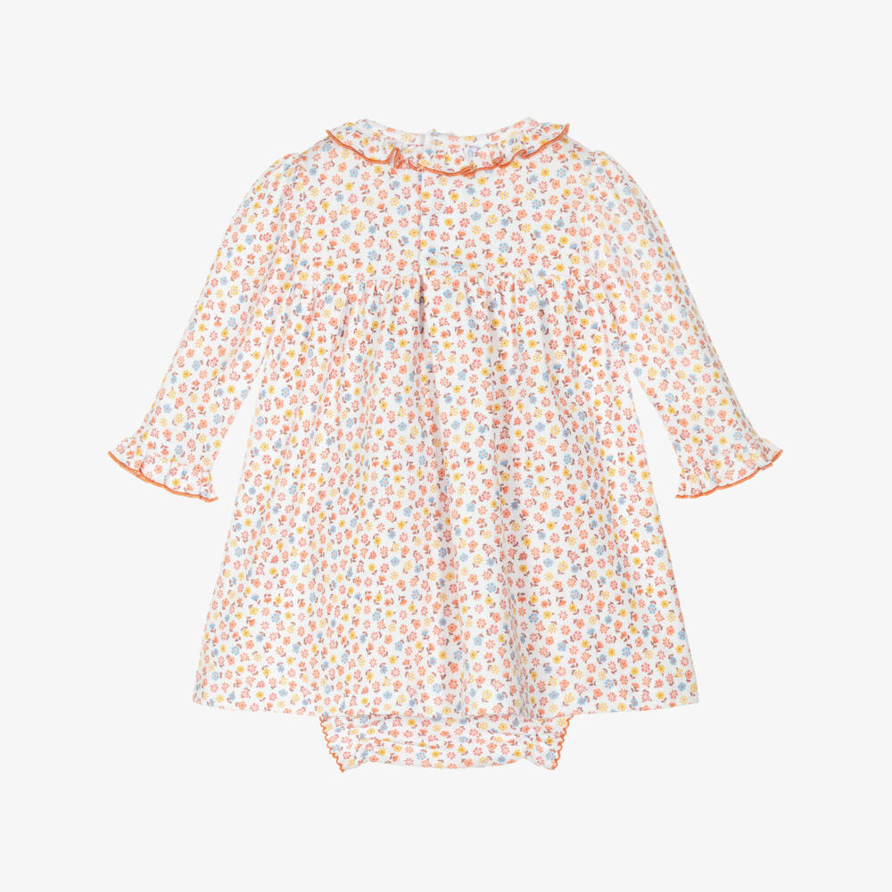 Kissy Kissy-فستان قطني أبيض مزين بالورود للبنات | Childrensalon Outlet