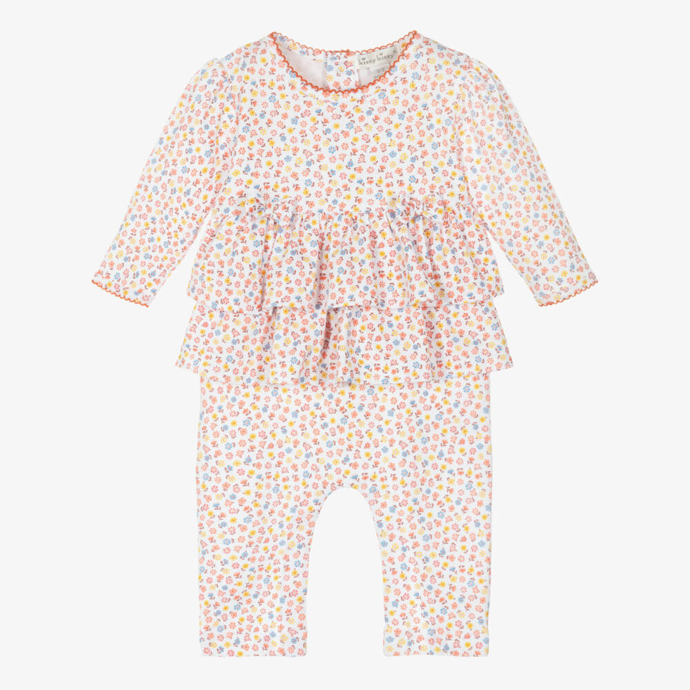 Kissy Kissy-Оранжевый вязаный комбинезон с цветочным узором для девочек | Childrensalon Outlet