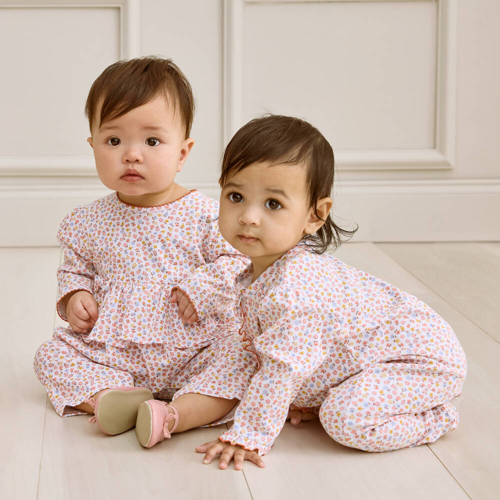 Kissy Kissy-بدلة أطفال برتقالية مزينة بالزهور للبنات | Childrensalon Outlet