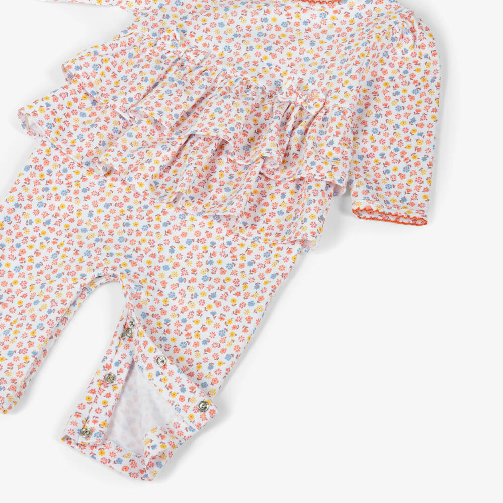 Kissy Kissy-بدلة أطفال برتقالية مزينة بالزهور للبنات | Childrensalon Outlet