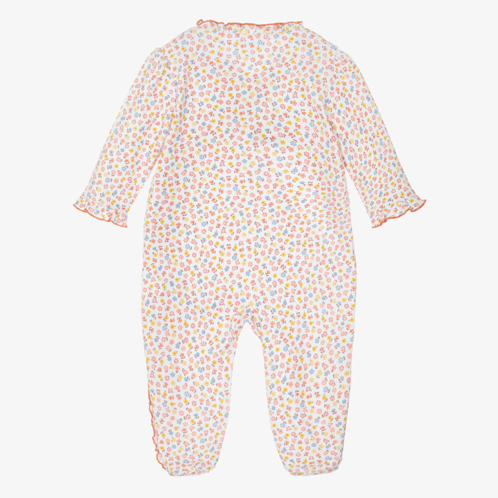 Kissy Kissy-Girls Orange Floral Pima Cotton Babygrow | Childrensalon Outlet