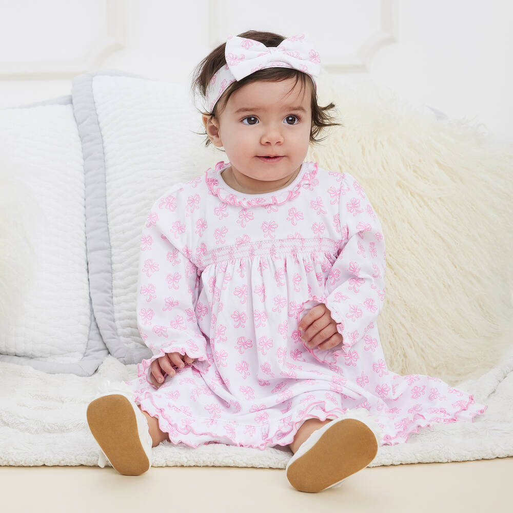 Kissy Kissy-Розовое платье из хлопка пима с бантиками | Childrensalon Outlet