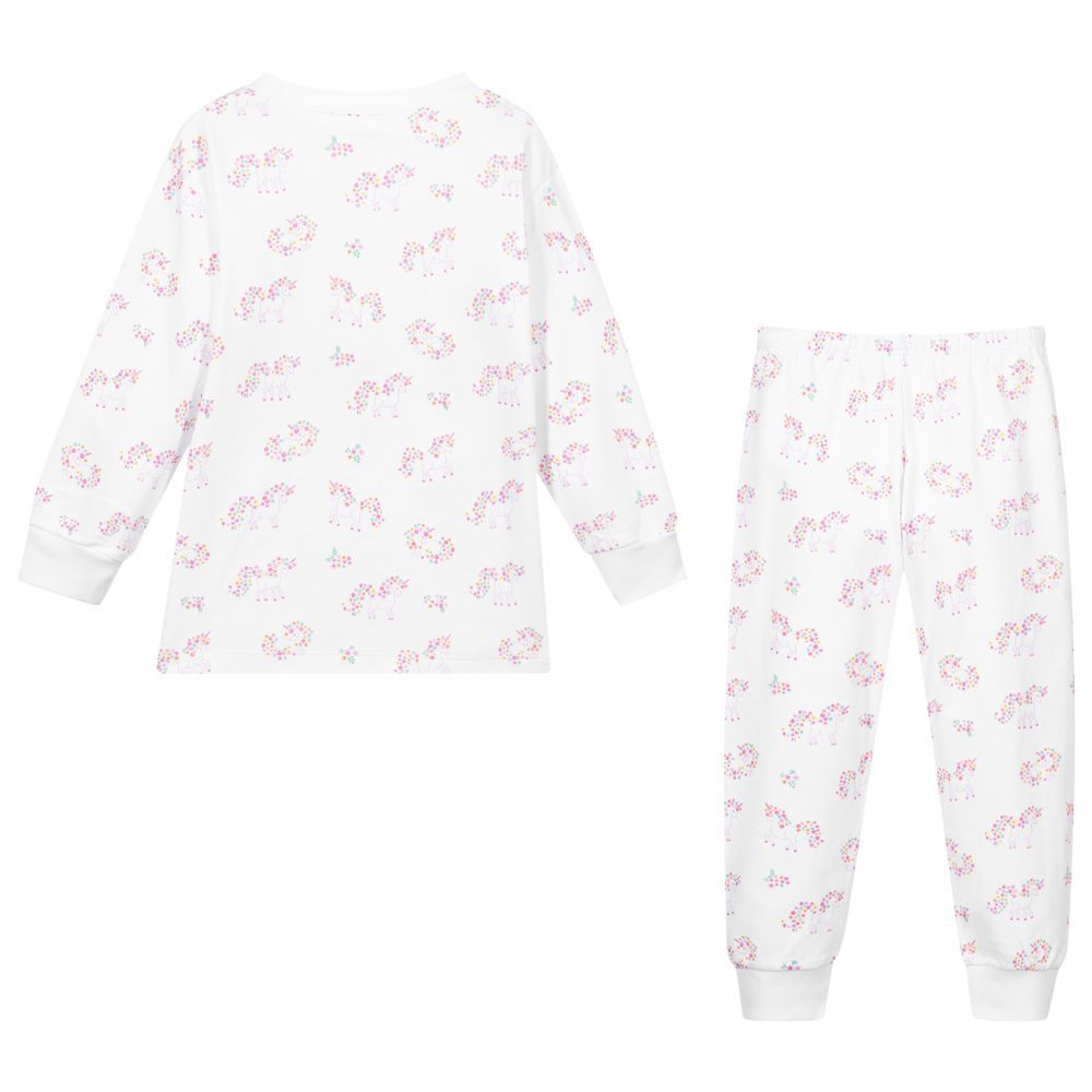 كيسي كيسي-بيجاما قطن بيما لون أبيض وزهري للبنات | Childrensalon Outlet