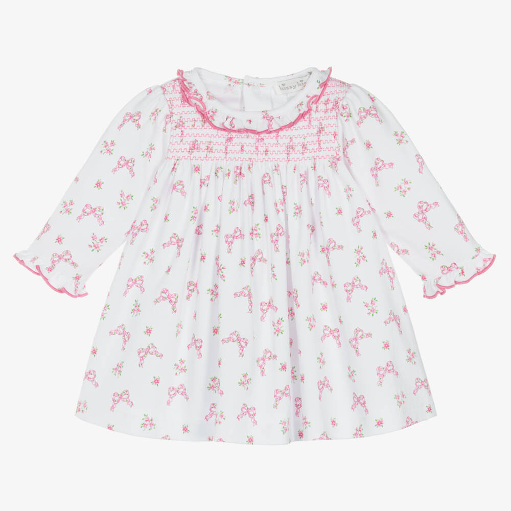 Kissy Kissy-Girls Pink Bow Floral Cotton Dress | Childrensalon Outlet