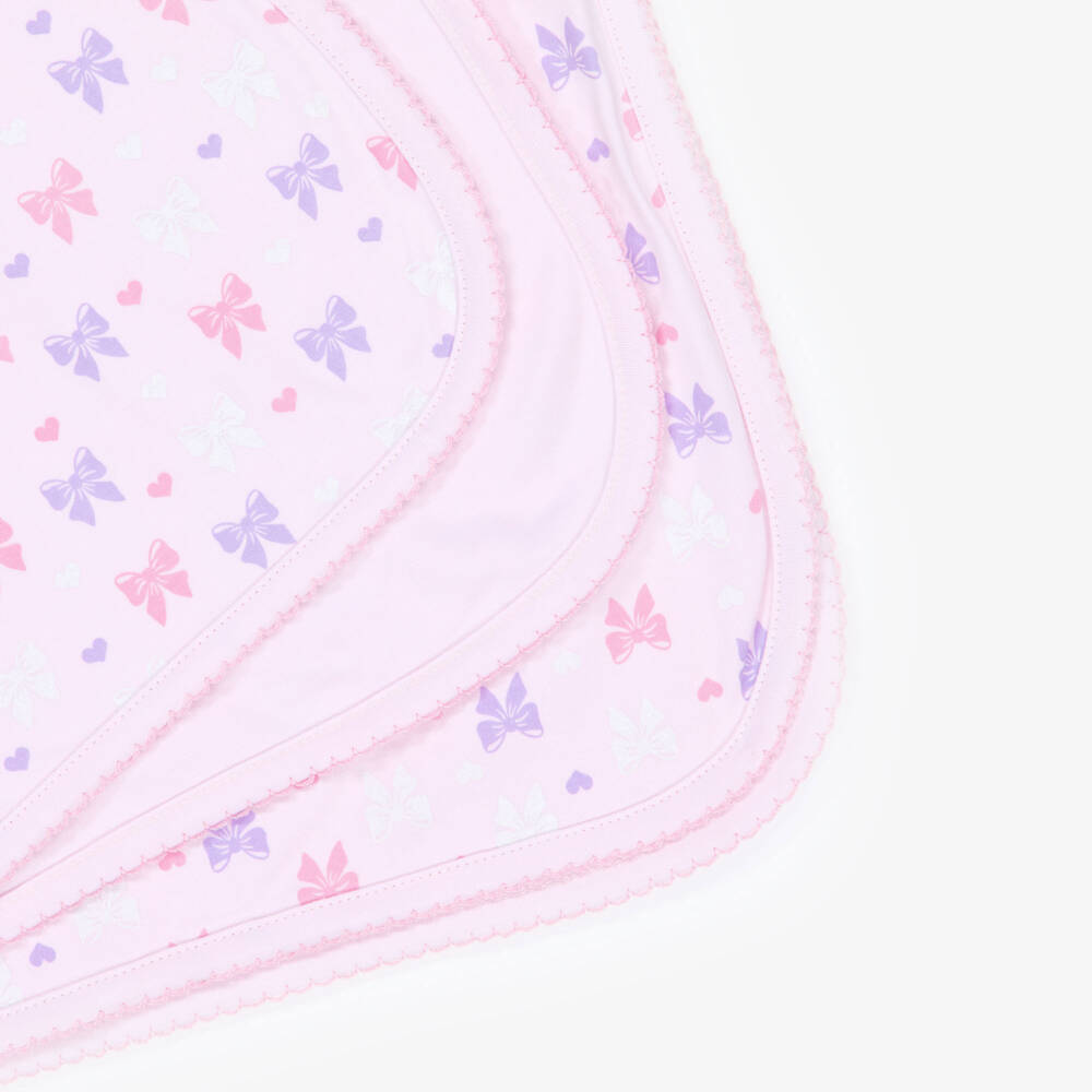 Kissy Kissy-Girls Pink Bow Pima Cotton Blanket | Childrensalon Outlet
