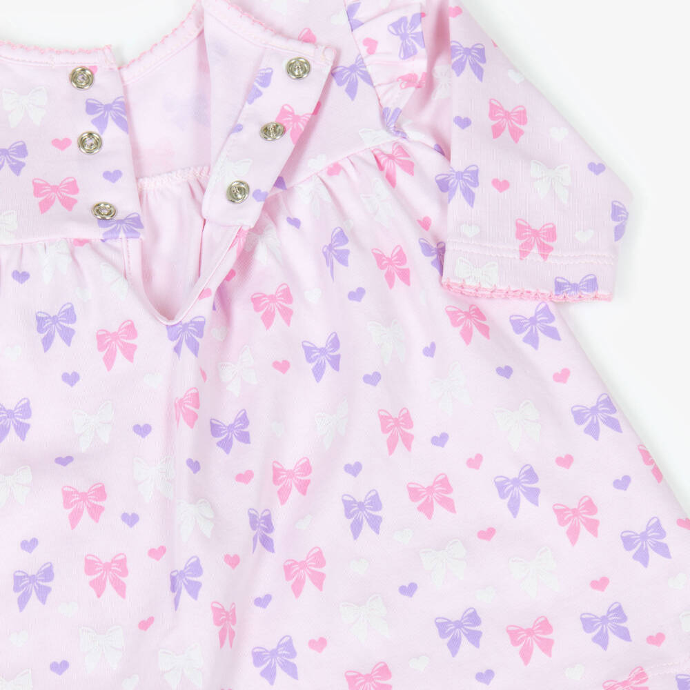 Kissy Kissy-Girls Pink Bow Pima Cotton Ensemble | Childrensalon Outlet
