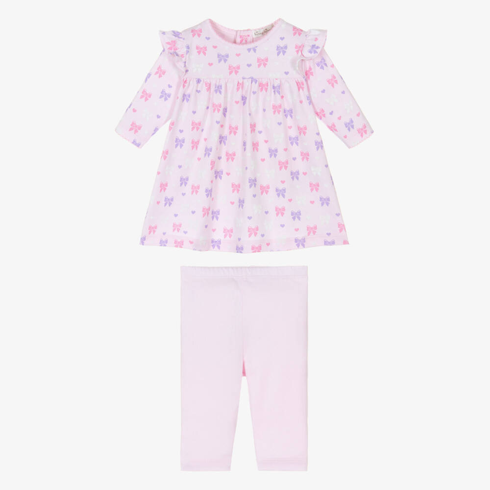 Kissy Kissy-Girls Pink Bow Pima Cotton Ensemble | Childrensalon Outlet
