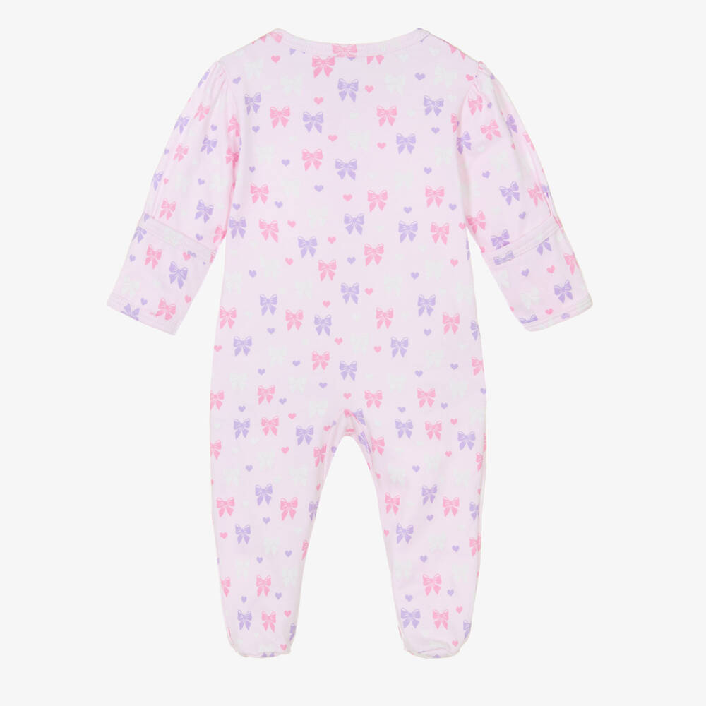 Kissy Kissy-Girls Pink Bow Print Babygrow | Childrensalon Outlet
