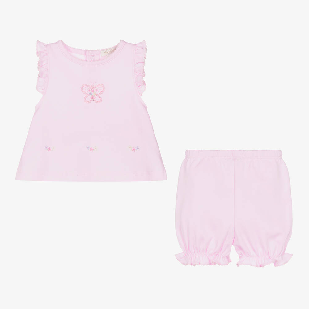 Kissy Kissy-Girls Pink Cotton Butterfly Flutters Shorts Set | Childrensalon Outlet