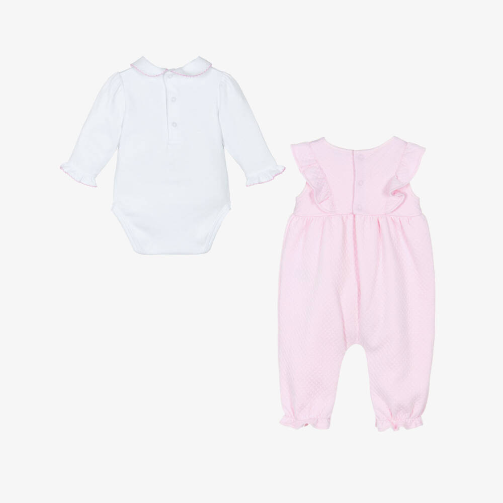 Kissy Kissy-Girls Pink Cotton Dungaree Ensemble | Childrensalon Outlet