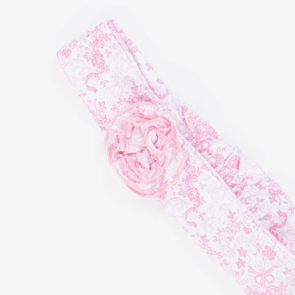 Kissy Kissy-Girls Pink Floral Cotton Headband | Childrensalon Outlet