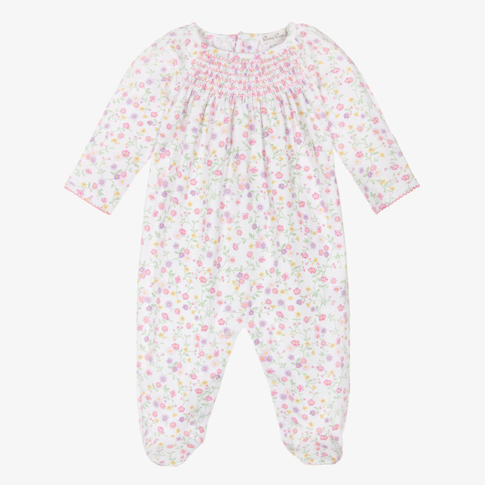 Kissy Kissy-Girls Pink Floral Pima Cotton Babygrow | Childrensalon Outlet