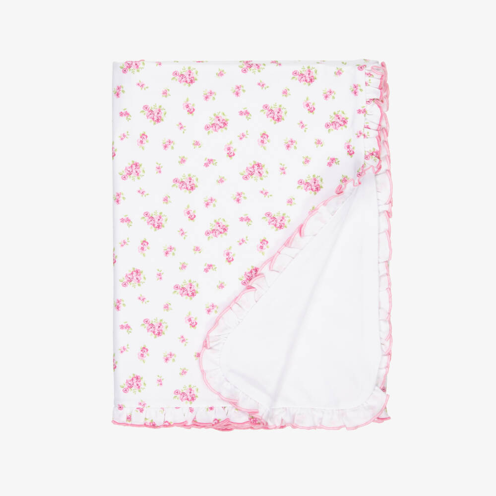 Kissy Kissy-Girls Pink Floral Pima Cotton Blanket | Childrensalon Outlet
