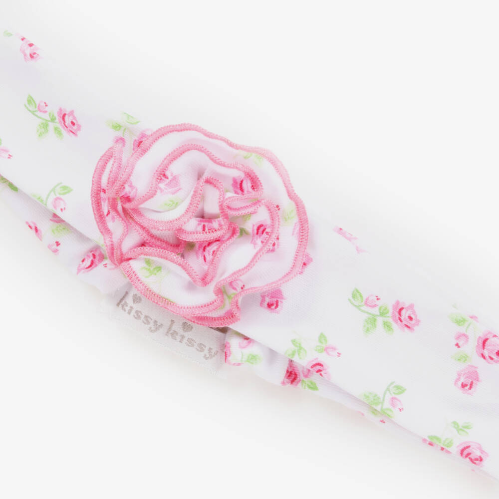 Kissy Kissy-Girls' Pink Floral Pima Hairband | Childrensalon Outlet