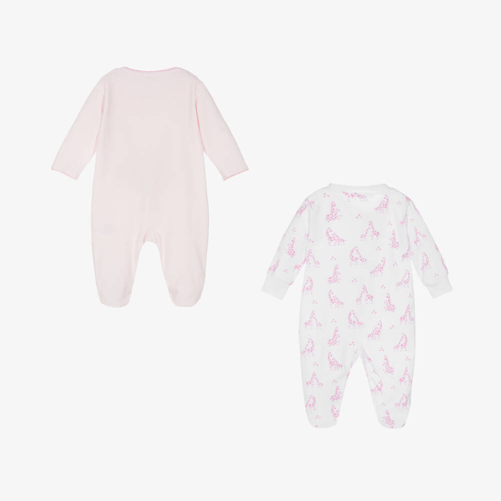 Kissy Kissy-أفرول بيبي غرو قطيفة وقطن لون زهري (عدد 2) | Childrensalon Outlet