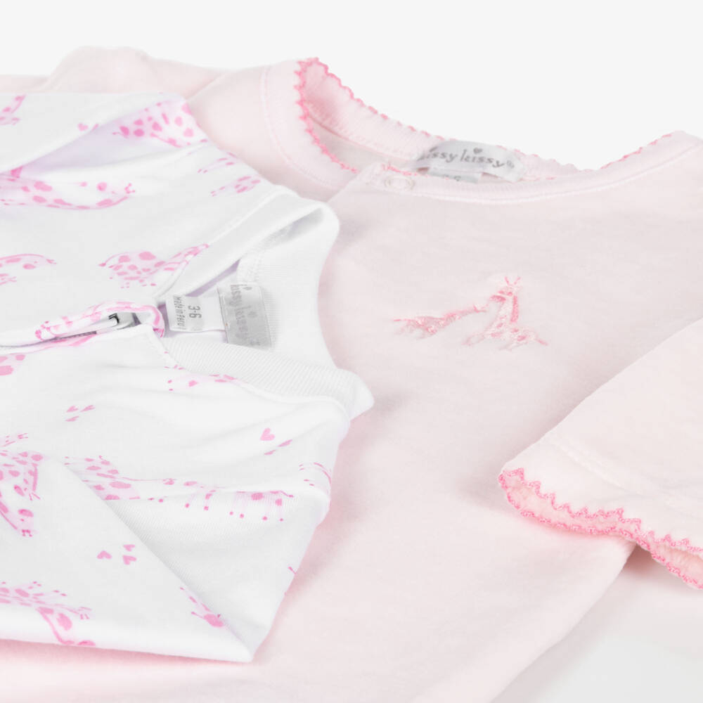 Kissy Kissy-أفرول بيبي غرو قطيفة وقطن لون زهري (عدد 2) | Childrensalon Outlet